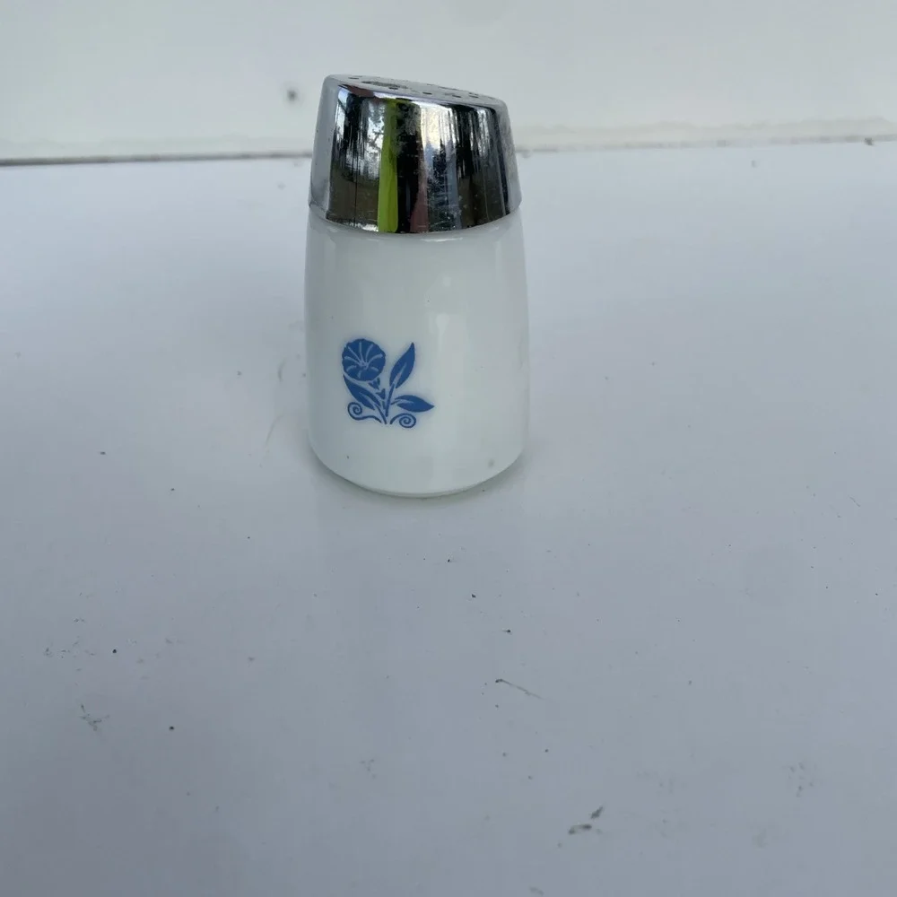 Vintage Dispensers Inc replacement white glass blue flower pepper shaker